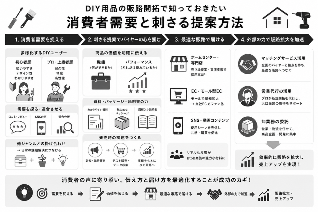 DIY用品の販路開拓で知っておきたい消費者需要と刺さる提案方法