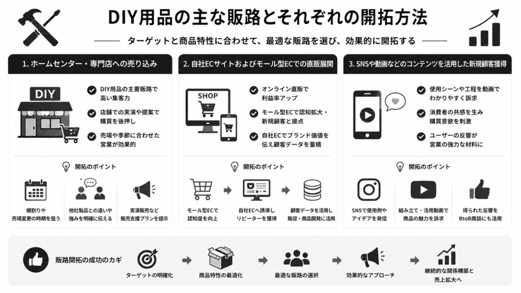 DIY用品の主な販路とそれぞれの開拓方法