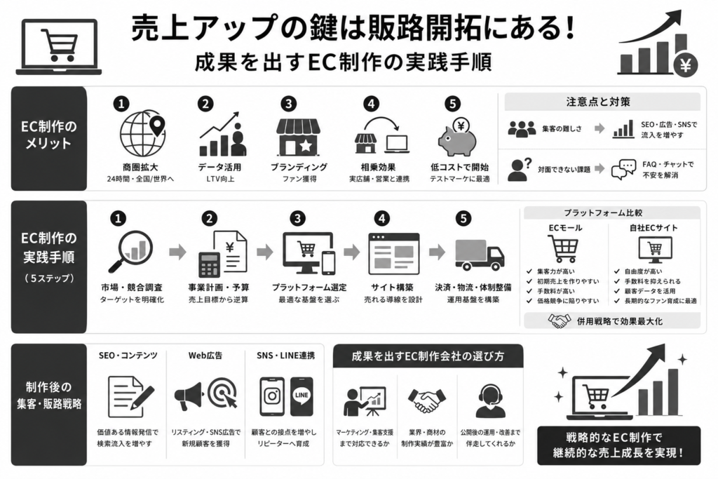 売上アップの鍵は販路開拓にある!成果を出すEC制作の実践手順