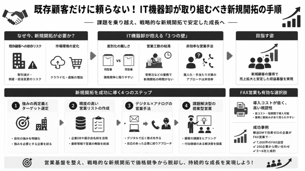既存顧客だけに頼らない！IT機器卸が取り組むべき新規開拓の手順