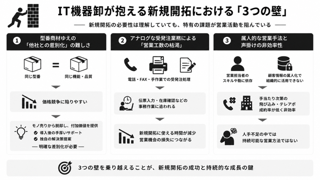 IT機器卸が抱える新規開拓における「3つの壁」