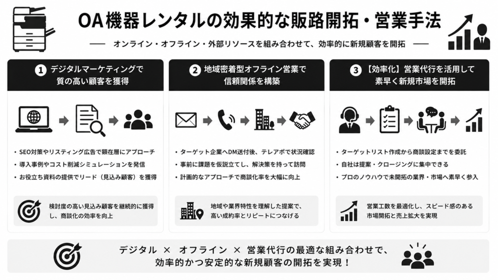 OA機器レンタルの効果的な販路開拓・営業手法
