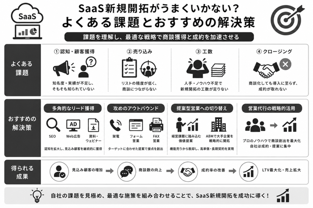 SaaSの新規開拓がうまくいかない…よくある課題とおすすめの解決策