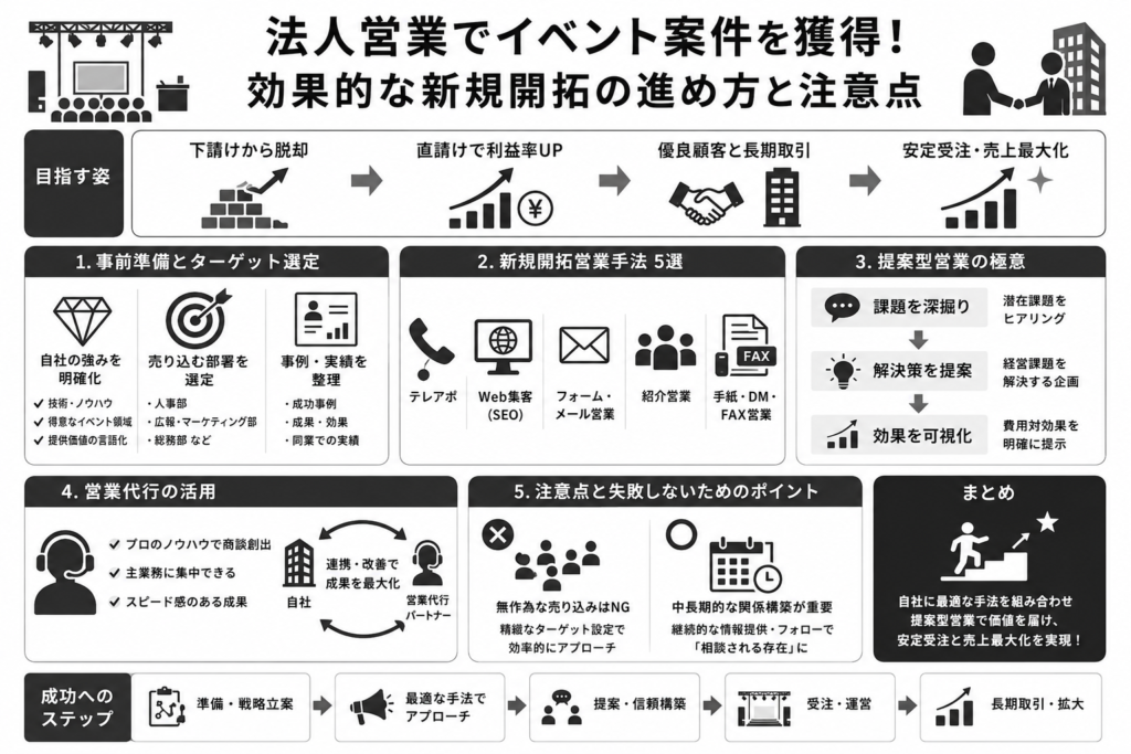法人営業でイベント案件を獲得!効果的な新規開拓の進め方と注意点