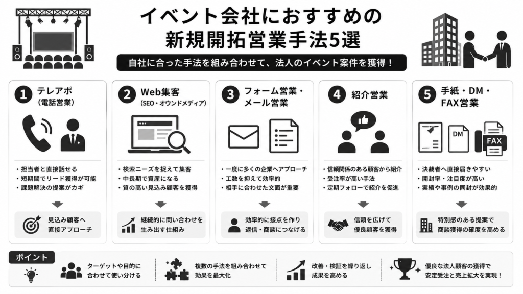 イベント会社におすすめの新規開拓営業手法5選