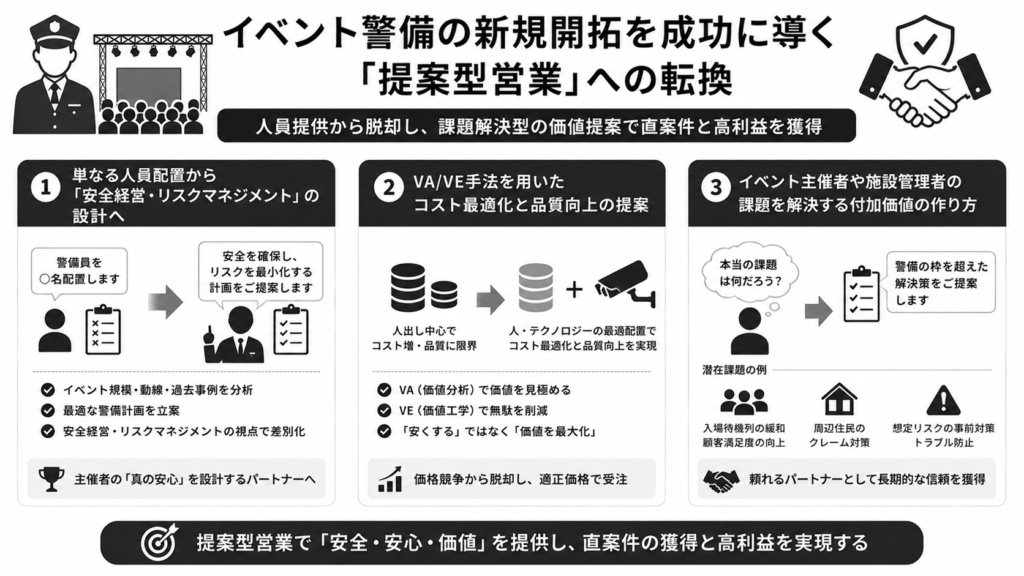 イベント警備の新規開拓を成功に導く「提案型営業」への転換