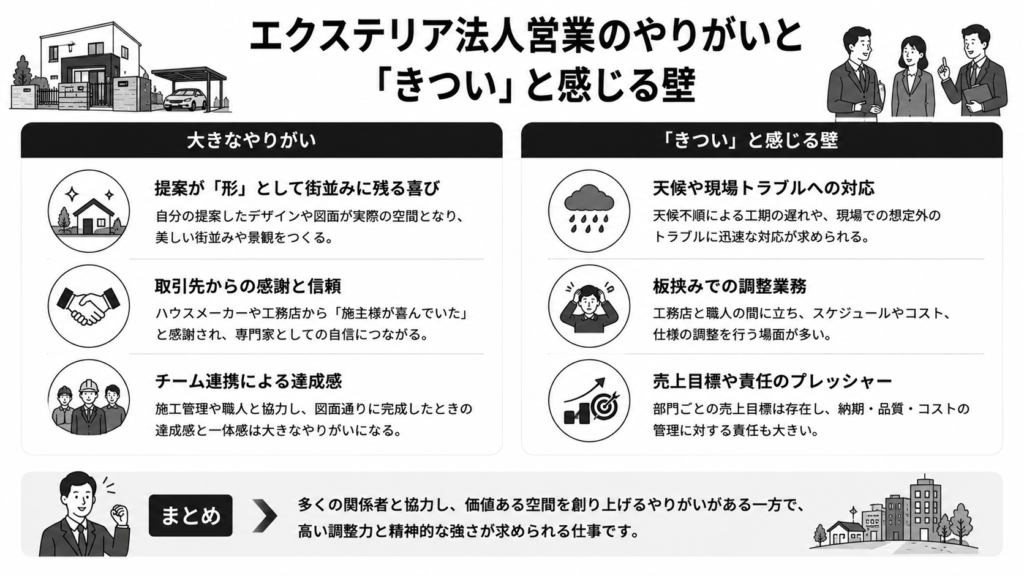 エクステリア法人営業のやりがいと「きつい」と感じる壁