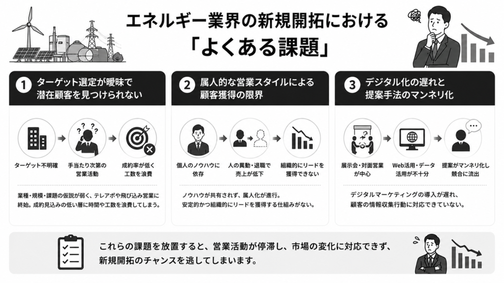 エネルギー業界の新規開拓における「よくある課題」