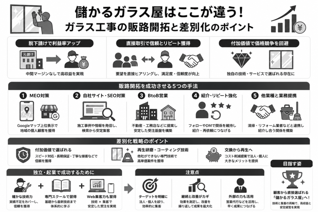 儲かるガラス屋はここが違う！ガラス工事の販路開拓と差別化のポイント