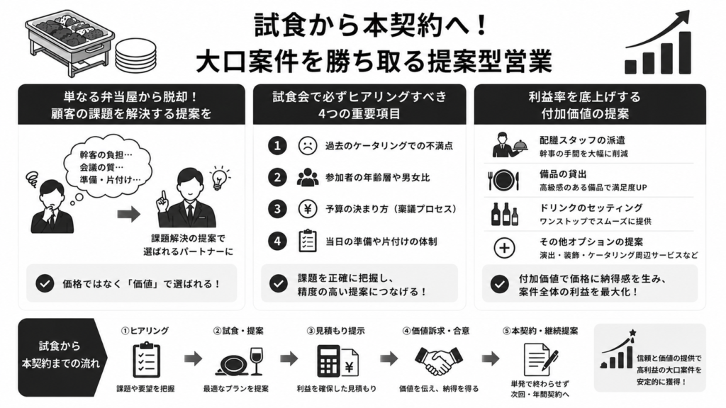 試食から本契約へ!大口案件を勝ち取る提案型営業