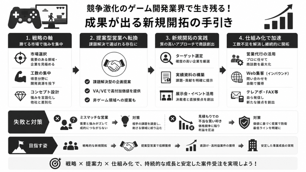 競争激化のゲーム開発業界で生き残る!成果が出る新規開拓の手引き