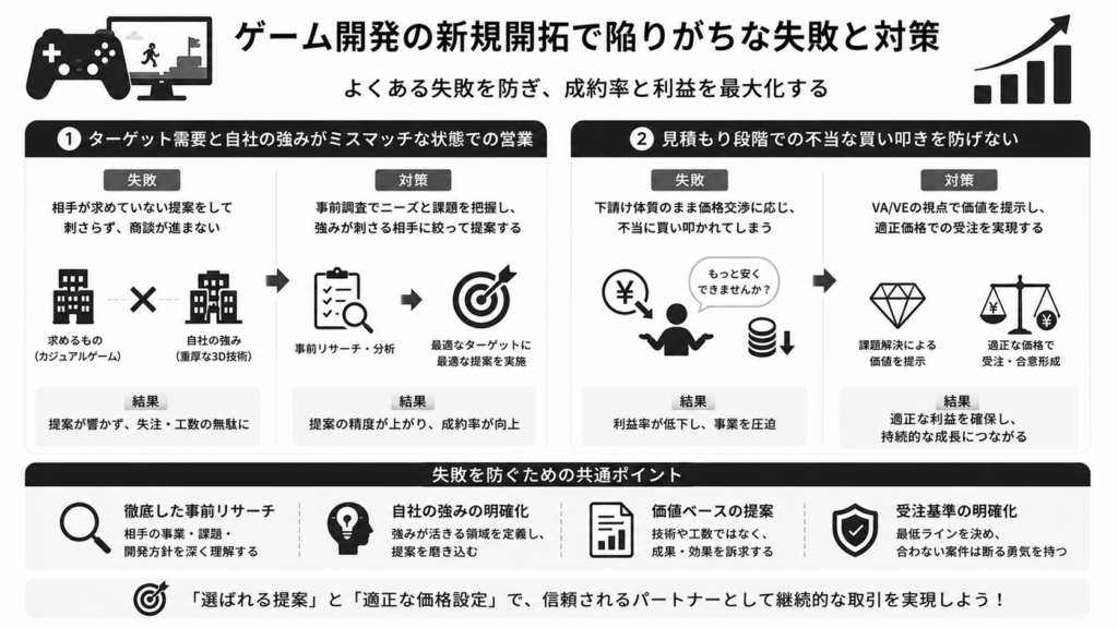 ゲーム開発の新規開拓で陥りがちな失敗と対策