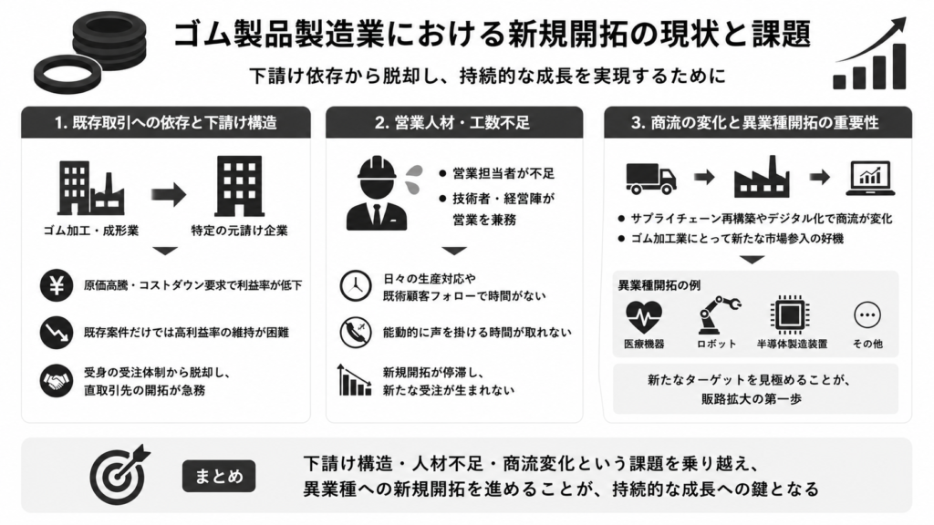 ゴム製品製造業における新規開拓や販路開拓の現状と課題