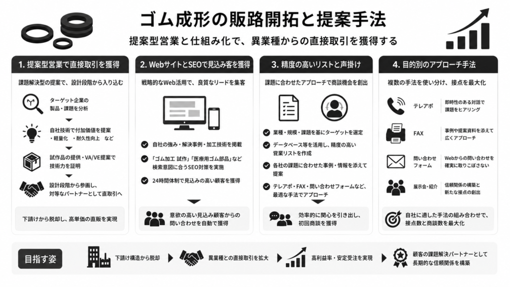 ゴム成形の販路開拓と提案手法について