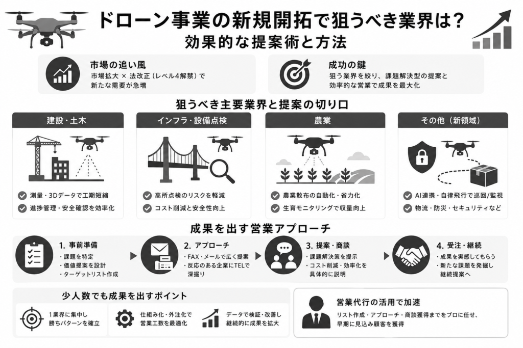 ドローン事業が新規開拓で狙うべき業界は?効果的な提案術と方法