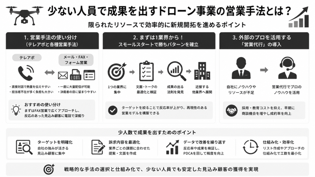 少ない人員で成果を出すドローン事業の営業手法とは?