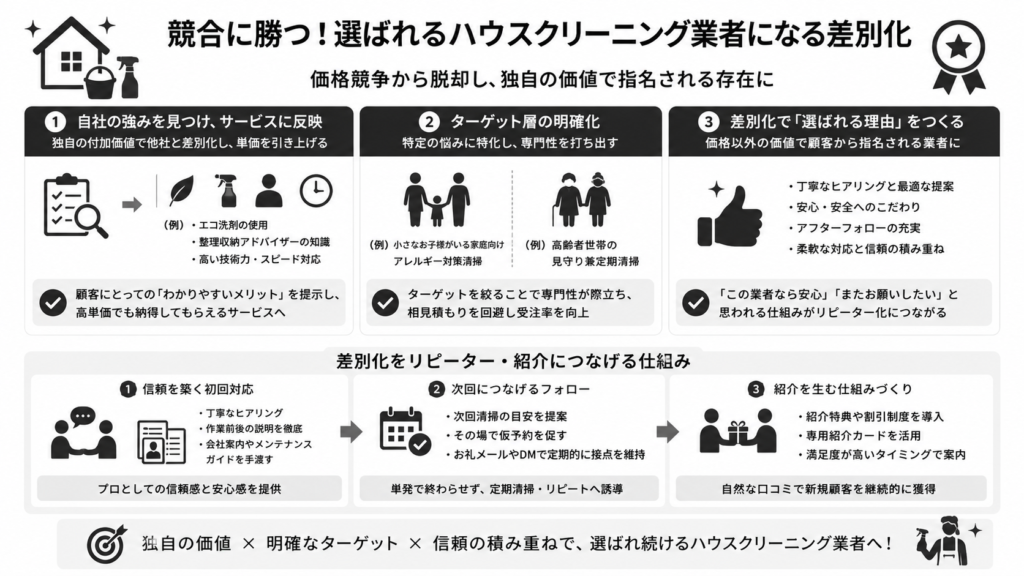 競合に勝つ！選ばれるハウスクリーニング業者になる差別化
