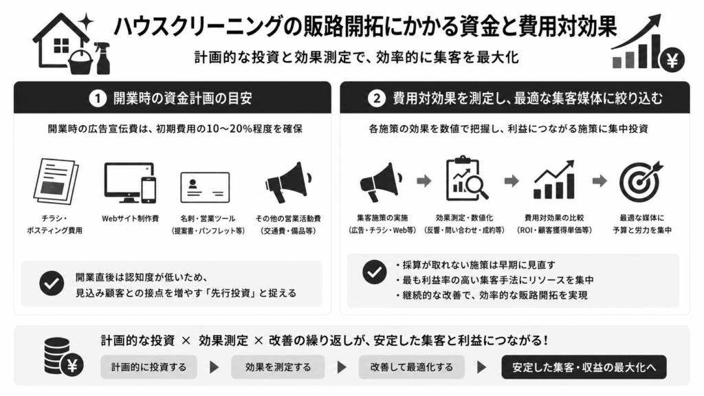 ハウスクリーニングの販路開拓にかかる資金と費用対効果