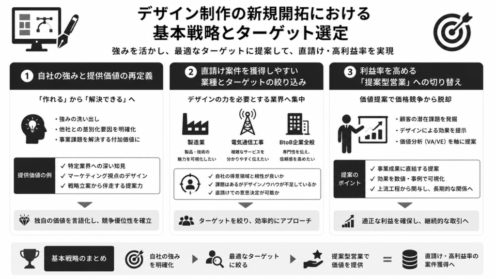 デザイン制作の新規開拓における基本戦略とターゲット選定