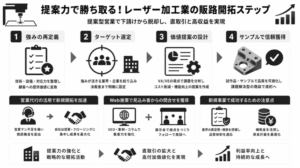 提案力で勝ち取る！レーザー加工業が取り組むべき販路開拓の手順とコツ