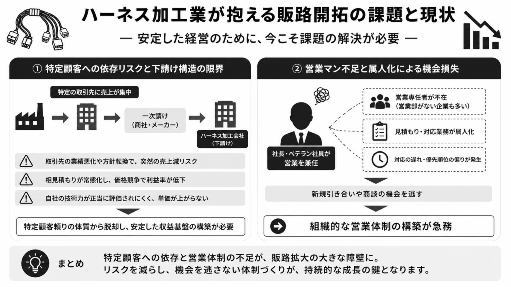 ハーネス加工業が抱える販路開拓の課題と現状
