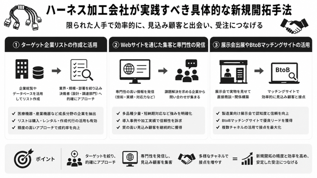 ハーネス加工会社が実践すべき具体的な新規開拓手法