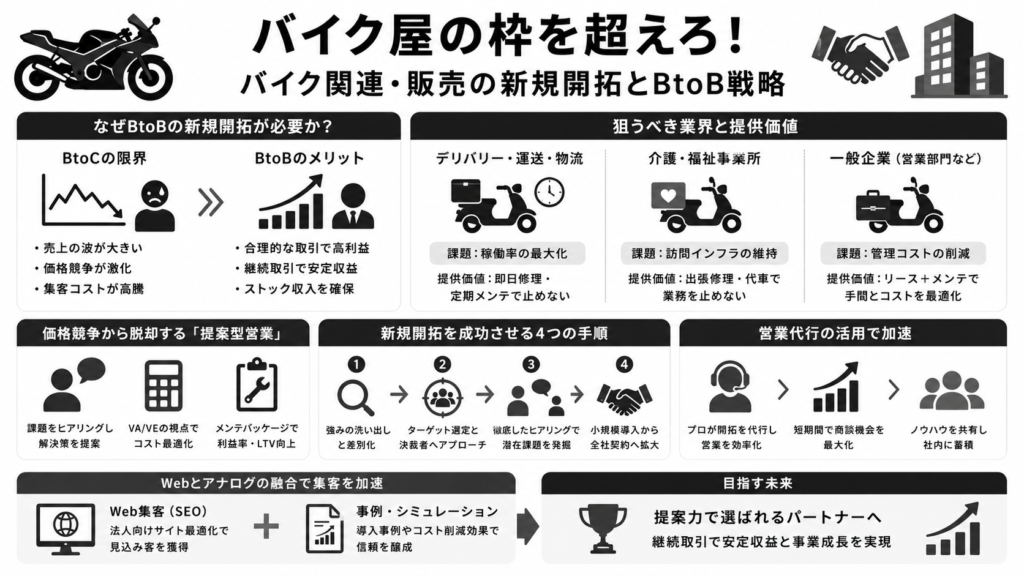 バイク屋の枠を超えろ!バイク関連・販売の新規開拓とBtoB戦略