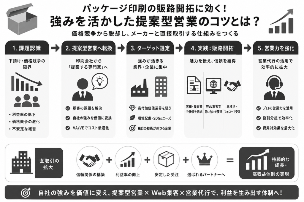 パッケージ印刷の販路開拓に効く！強みを活かした提案型営業のコツとは？