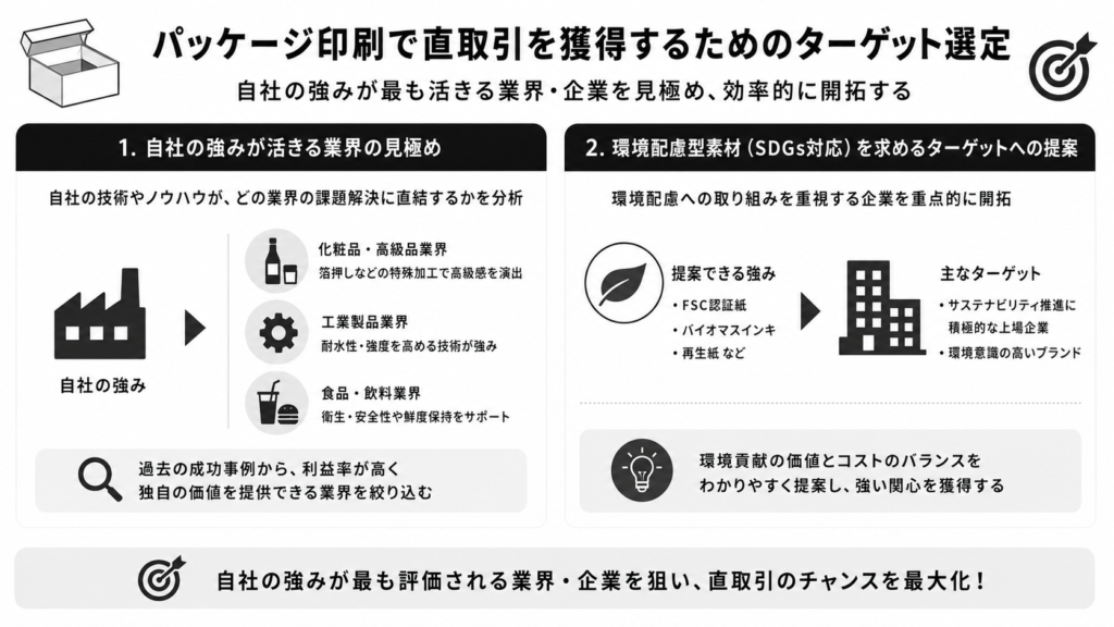 パッケージ印刷で直取引を獲得するためのターゲット選定