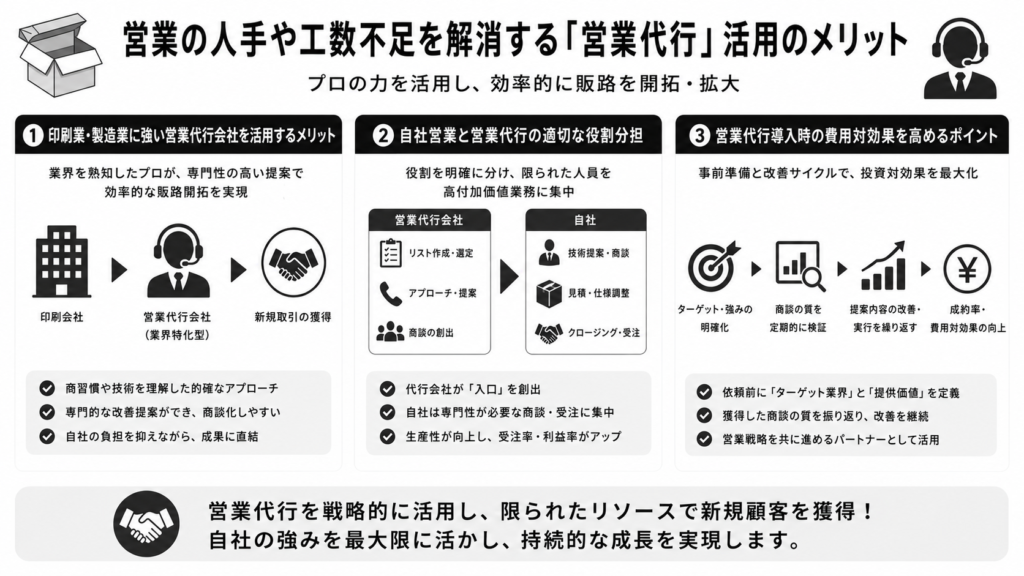営業の人手や工数不足を解消する「営業代行」活用のメリット