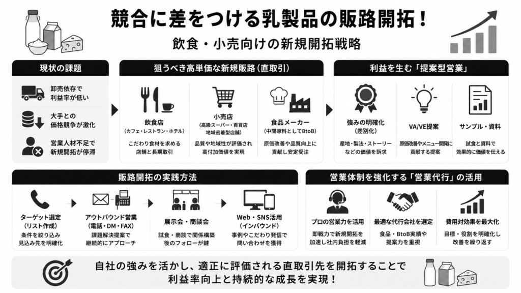 競合に差をつける乳製品の販路開拓!飲食・小売向けの新規開拓戦略