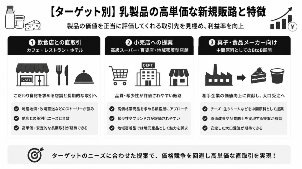 【ターゲット別】乳製品の高単価な新規販路と特徴