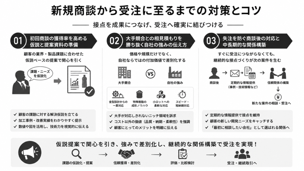 新規商談から受注に至るまでの対策とコツ