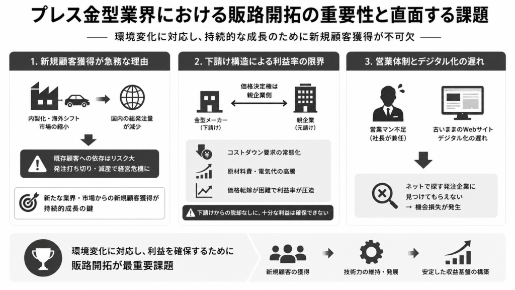プレス金型業界における販路開拓の重要性と直面する課題
