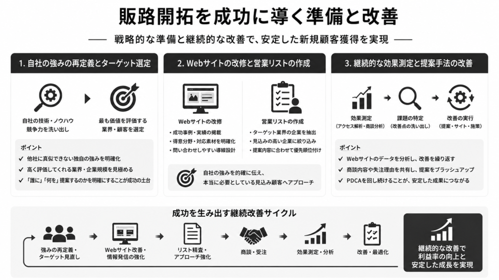 販路開拓を成功に導く準備と改善