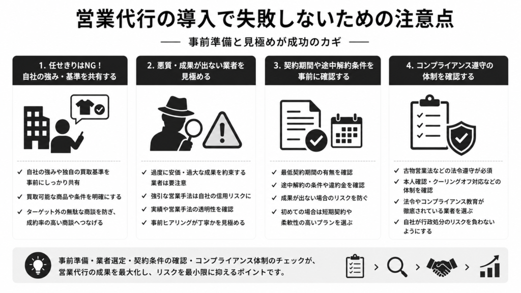 営業代行の導入で失敗しないための注意点