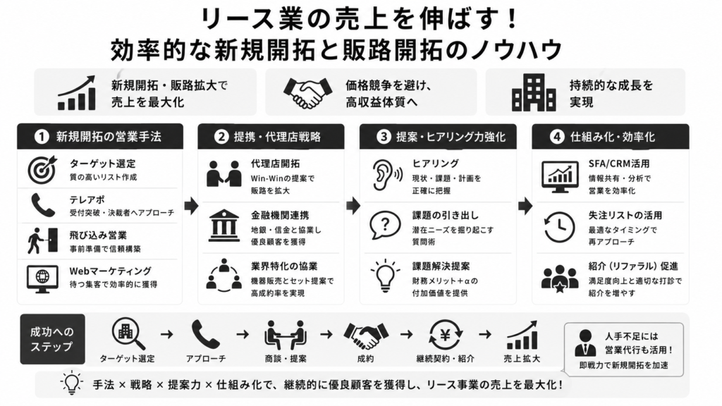 リース業の売上を伸ばす!効率的な新規開拓と販路開拓のノウハウ