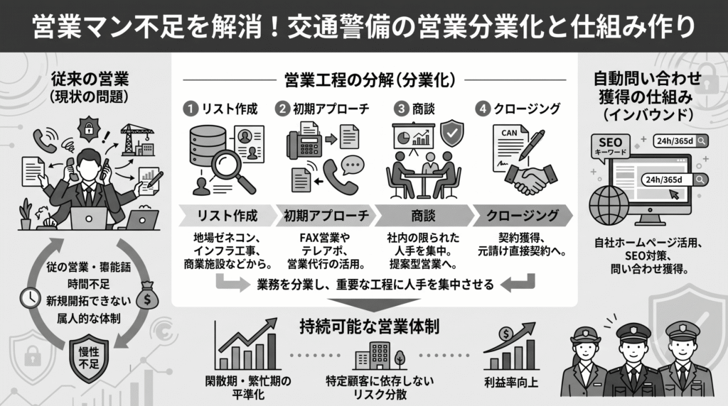 営業マン不足を解消する「営業の分業化」と仕組み作り