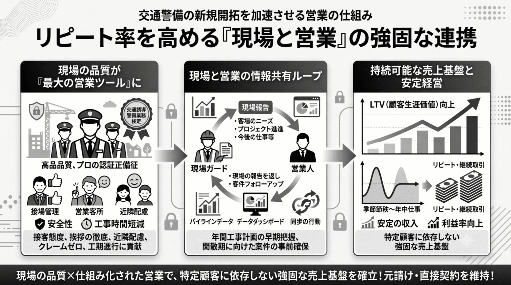 新規開拓後のリピート率を高める現場と営業の連携