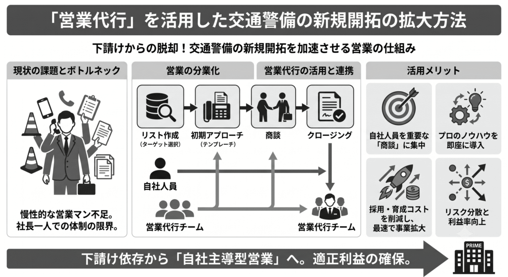 「営業代行」を活用した交通警備の新規開拓の拡大方法