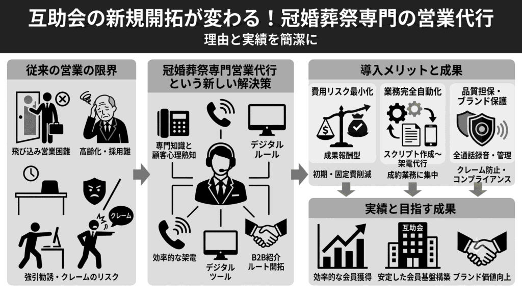 互助会の新規開拓が変わる!冠婚葬祭専門の営業代行を活用すべき理由と実績