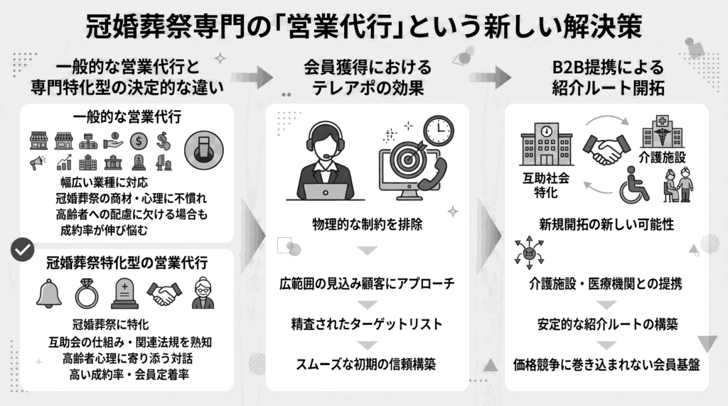 冠婚葬祭専門の「営業代行」という新しい解決策