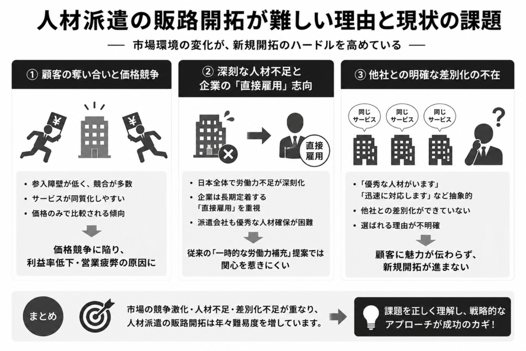 人材派遣の販路開拓が難しい理由と現状の課題