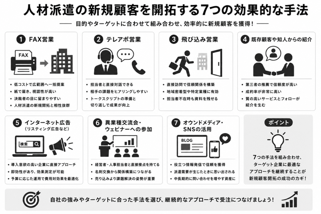 人材派遣で販路開拓を成功に導く！知っておくべき手法と差別化戦略と効果の出る7つの手法