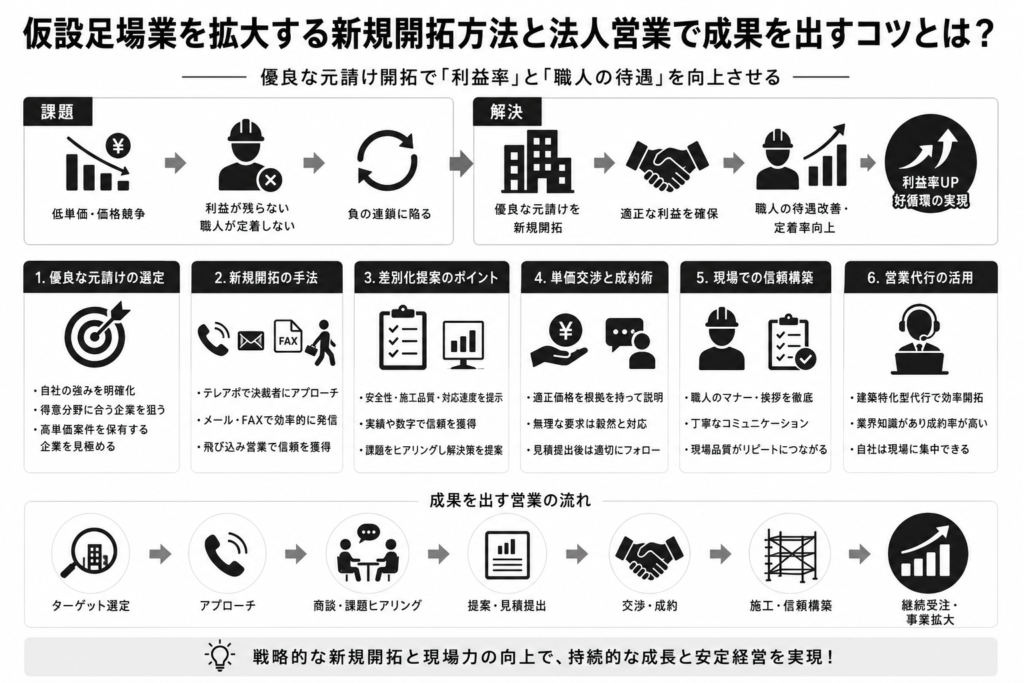 仮設足場業を拡大する新規開拓方法と法人営業で成果を出すコツとは？