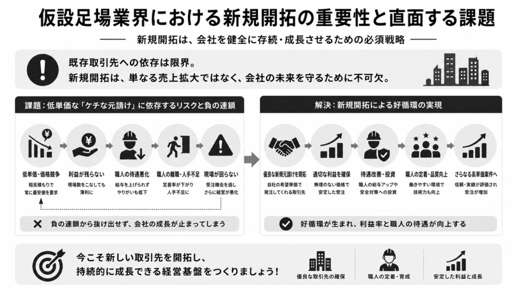 仮設足場業界における新規開拓の重要性と直面する課題