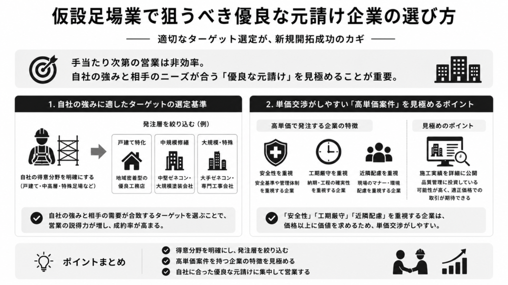仮設足場業で狙うべき優良な元請け企業の選び方