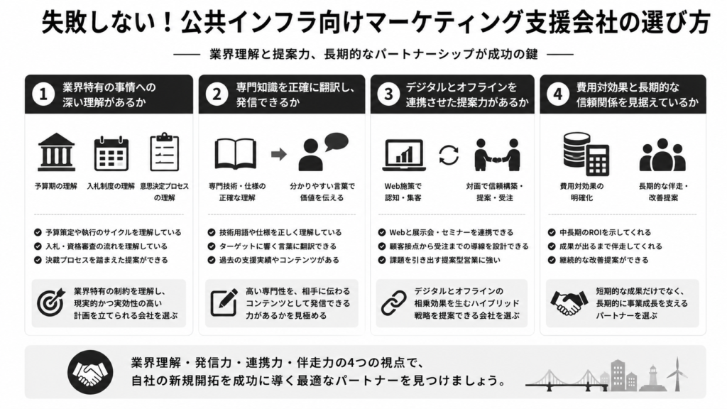 失敗しない!公共インフラ向けマーケティング支援会社の選び方