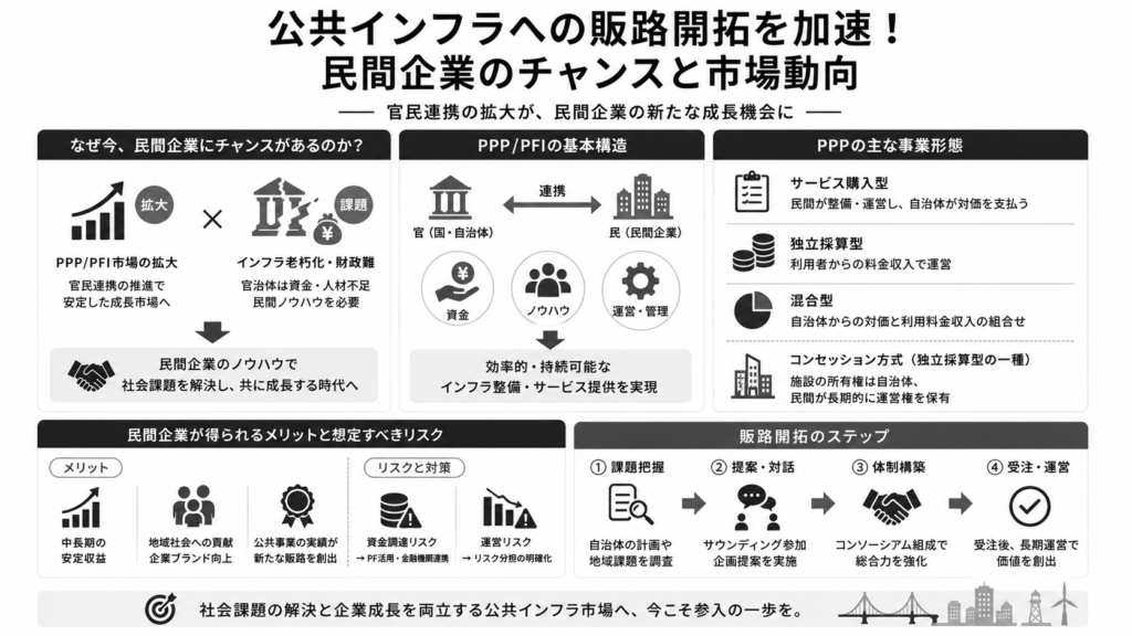 公共インフラへの販路開拓を加速！民間企業のチャンスと市場動向