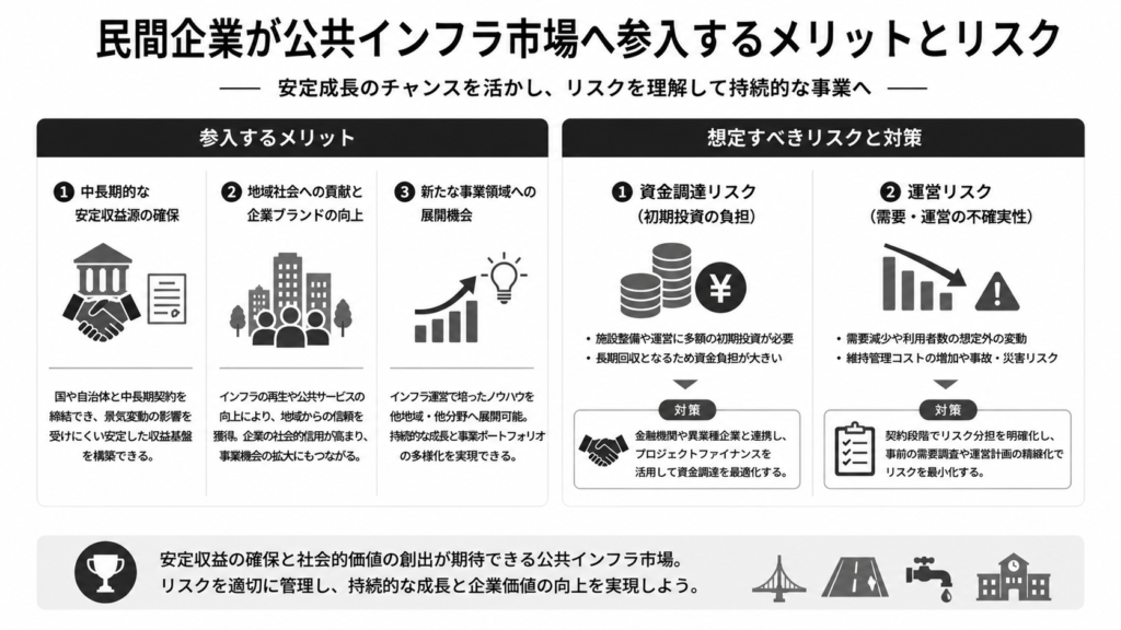 民間企業が公共インフラ市場へ参入するメリットとリスク
